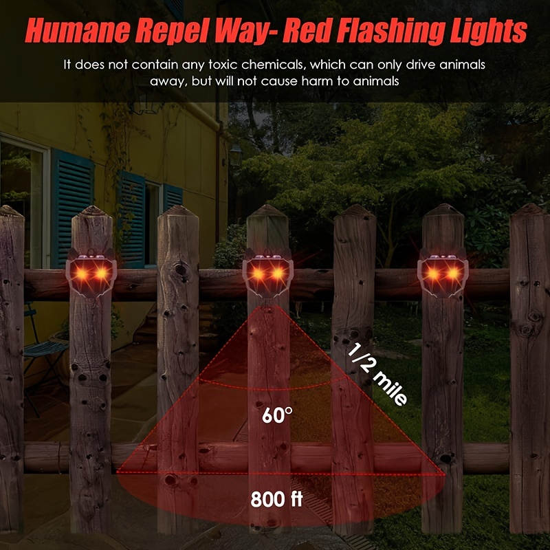 Solar Powered Outdoor Nighttime Animal Repeller Predator Control Light  Coyote Repeller Waterproof Fox Raccoon Skunk Deer Deterrent With Red LED  Lights For Garden Farm Chicken Coop-2pcs 