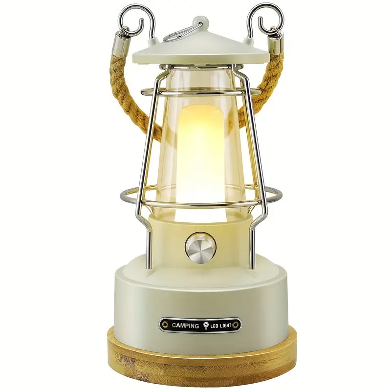 Vintage Rechargeable Camping Lantern, Dimmable Led, Battery