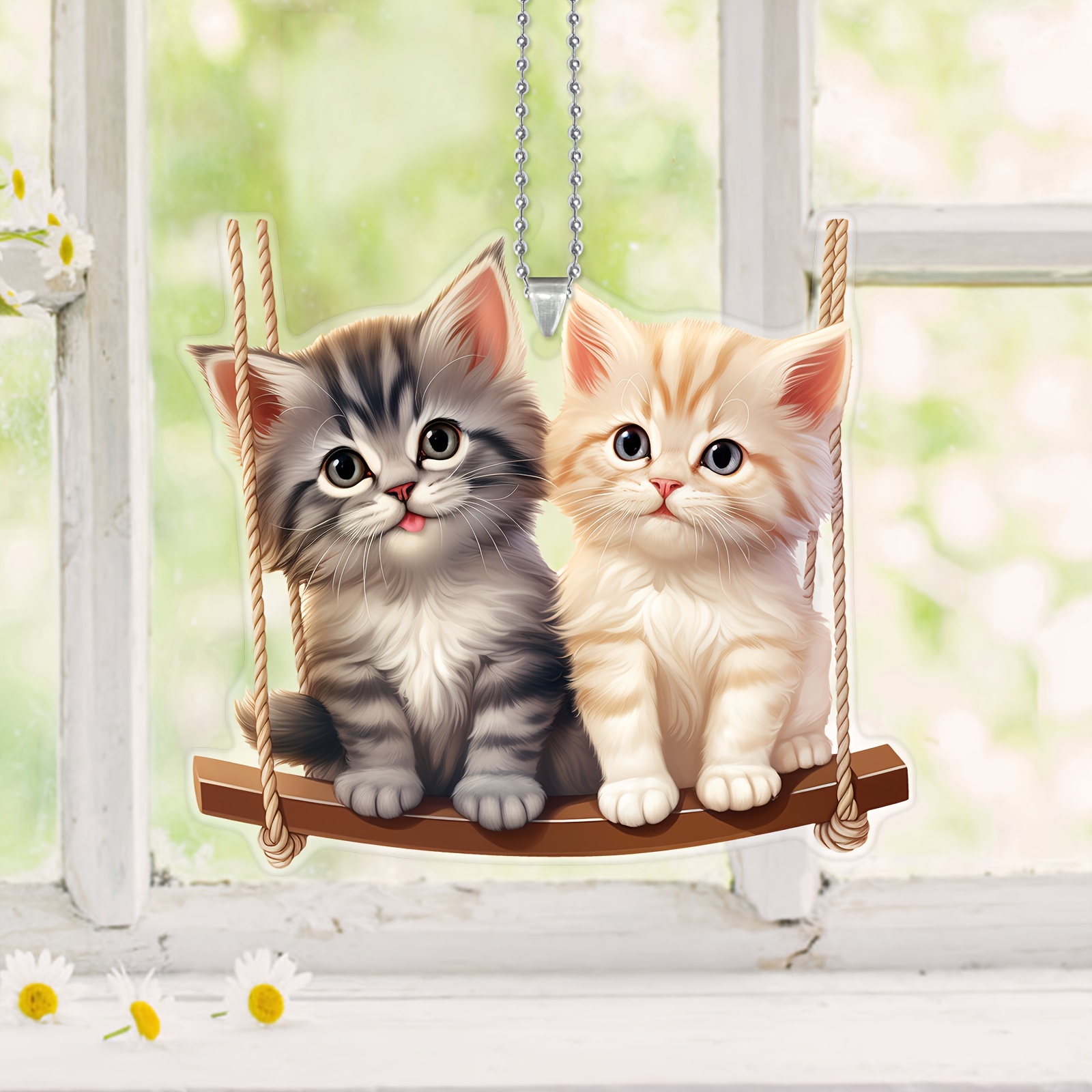 1pc tongue cute kitten acrylic double sided car pendant decorative hanging decorations available daily suspension