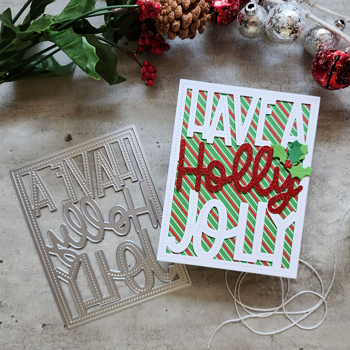 Jingle All The Way Die Cuts For Card Making Words Metal - Temu