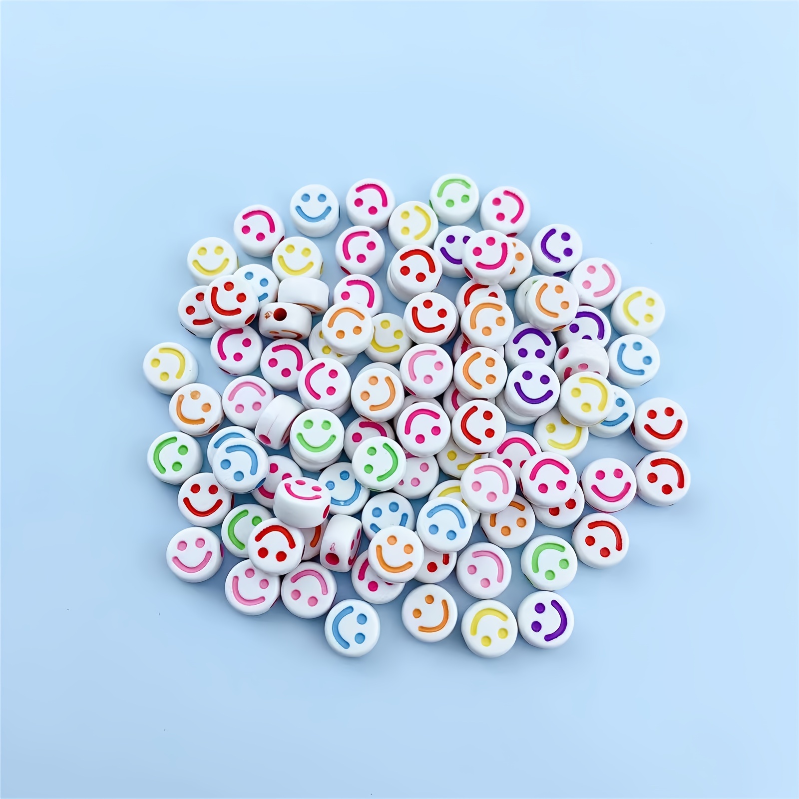 White Smile Face Beads, 7mm Kawaii Happy Face, Cute Spacer Beads, Necklace  and Bracelet Making, Jewelry Supplies, 100pcs