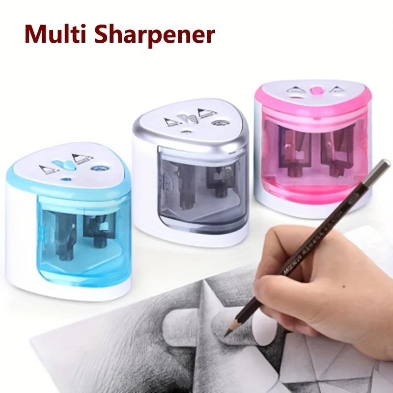 

1pc 2-hole Electric Pencil Sharpener, Creative Automatic Pencil Sharpener Pencil Sharpener, Suitable For 6-12 Mm Pencils Automatic Pencil Sharpener, Drawing Pencil Sharpener (without Batteries)