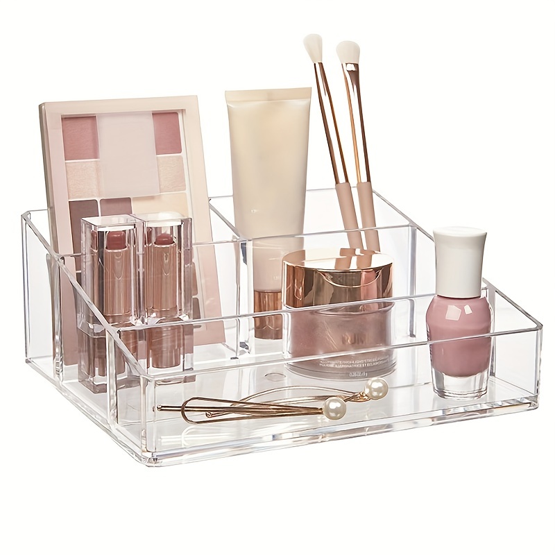 Clear Various Compartments Makeup Organizer Cosmetic Make Up Tool Storage  Box Brush Holder Blush Lipsticks Organiser