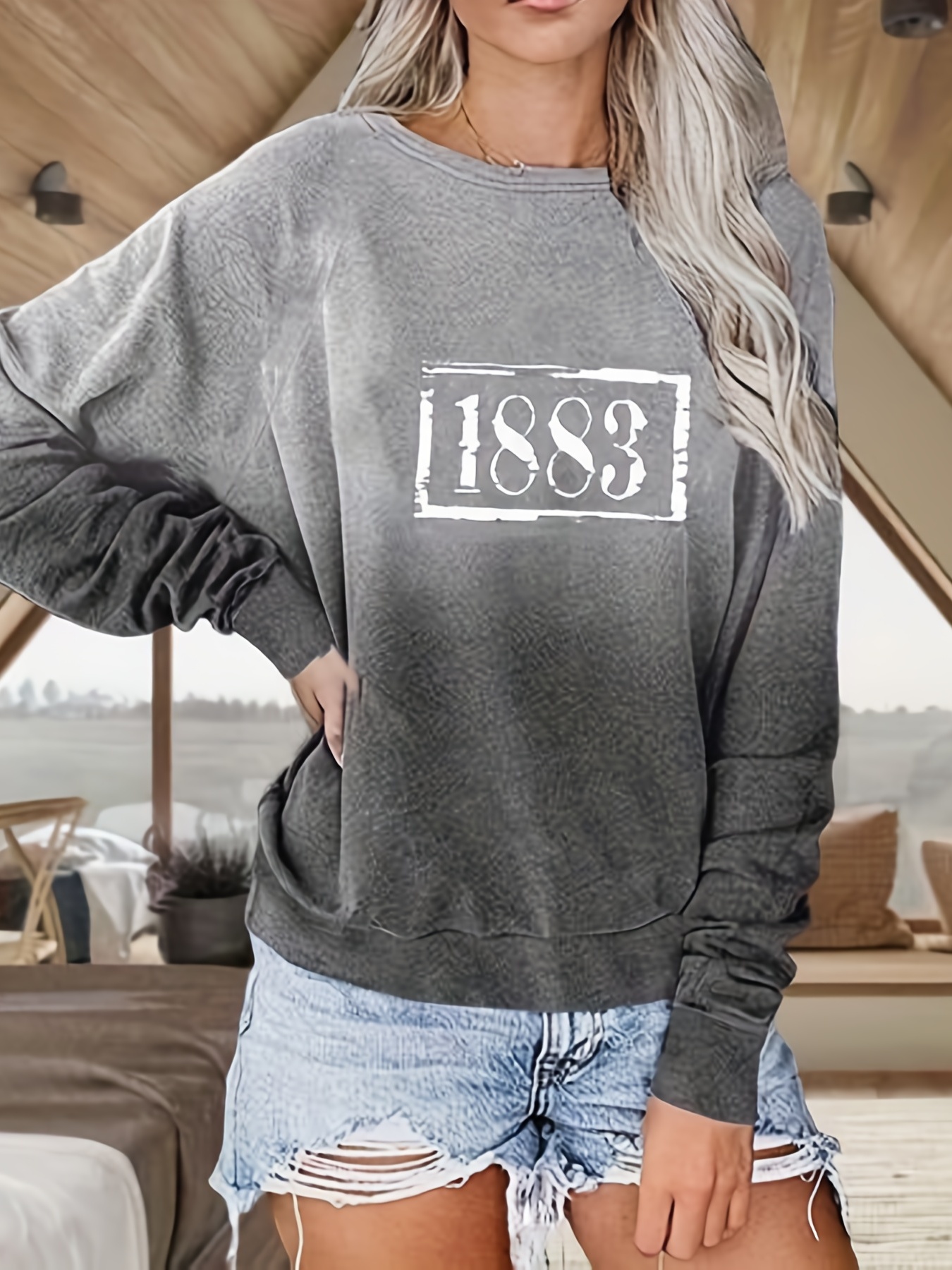 Letter Graphic Print Sweatshirt, Long Sleeve V Neck Pullover Sweatshirt,  Casual Tops For Fall & Winter, Women's Clothing - Temu