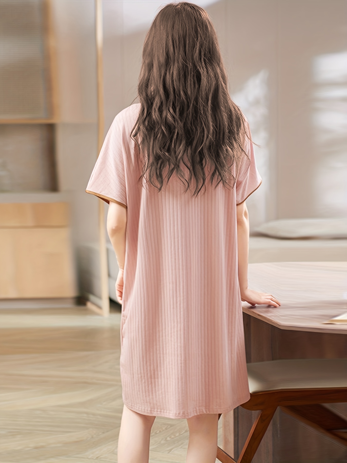 Buy Women's Nightshirt Short Sleeve Button Down Nightgown V-Neck wear  Pajama Dress Online at desertcartKUWAIT