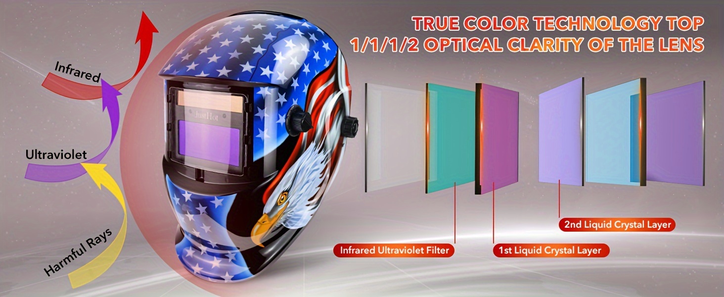  solar powered auto darkening welding helmet true color adjustable shade 9 13 dual arc sensors for tig mig grinding details 3