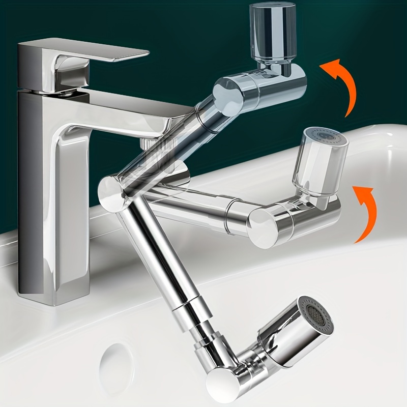 Aérateur de robinet universel rétractable, extension de bras robotique  rotatif à 1440 °, 2 modes de sortie d'eau, salle de bains, filtre d'évier  pivotant