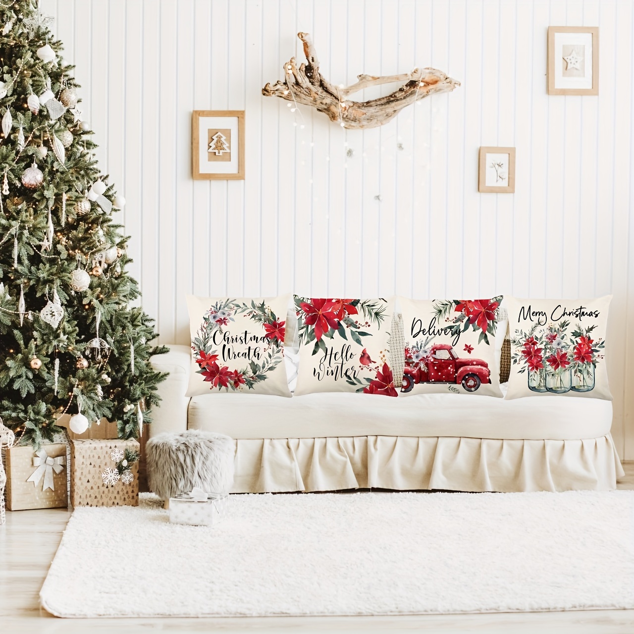 Festive Christmas Truck Pine Tree Snowflake Throw Pillow Cover - Soft Linen  Blend, Single Sided Printed, Perfect For Living Room, Bedroom, Party  Supplies, Sofa, And Home Decor - No Pillow Insert Included - Temu