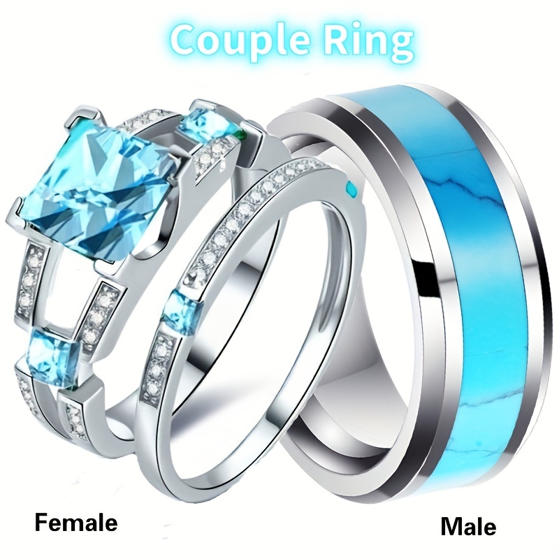 Spencer 2Pcs Couple's Matching Rings Set His Queen and Her King Stainless  Steel Engagement Wedding Band Valentine's Day Gifts Black & Rose Gold