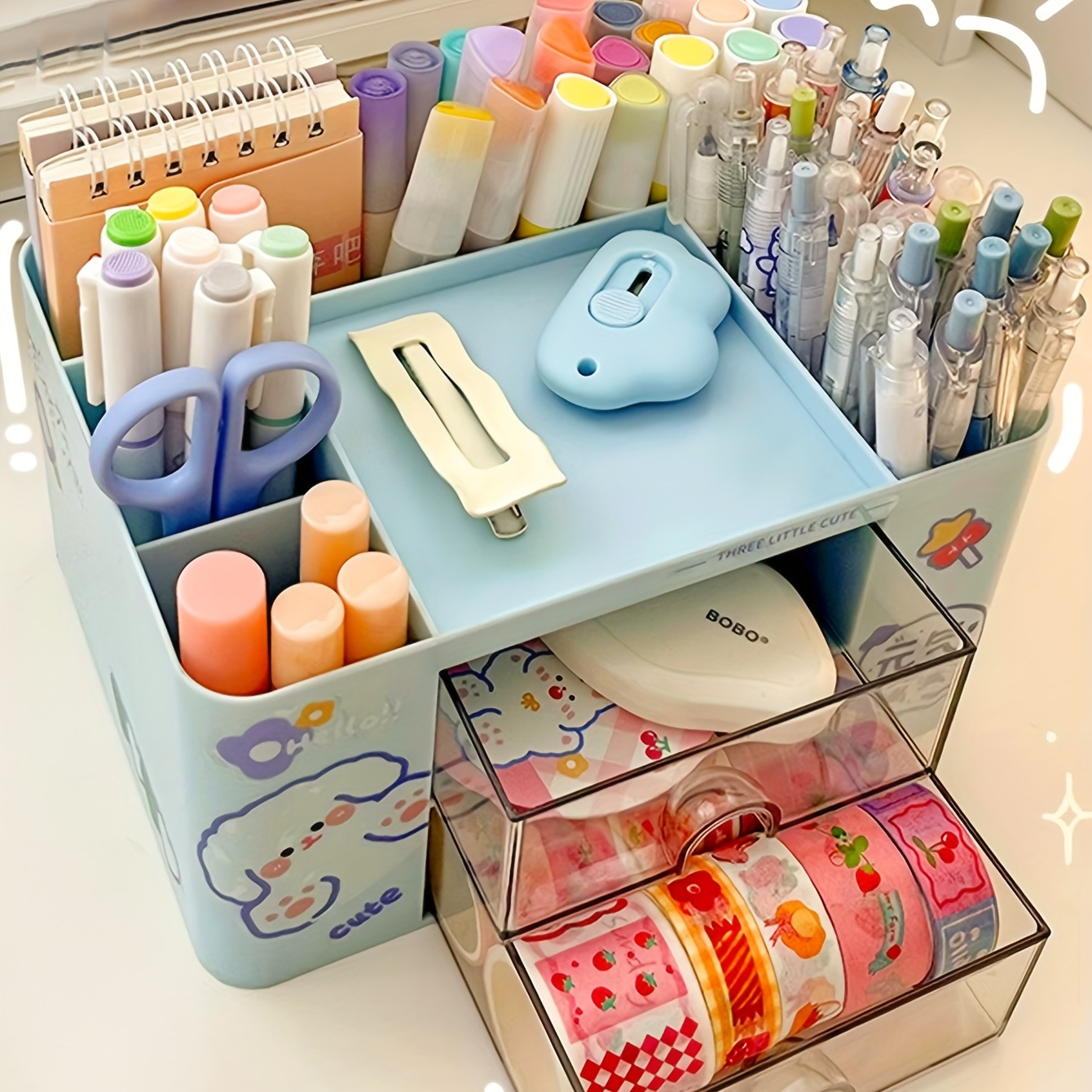 Kawaii Stationery Drawer Storage Box Desktop Student Small Cloth