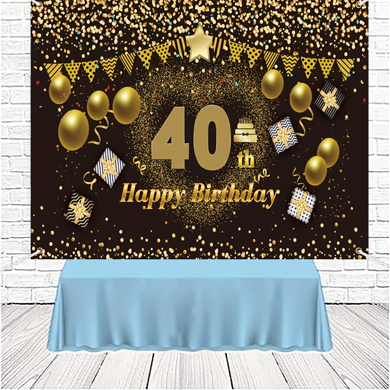 40 anni Buon Compleanno Banner Grande Poster Nero E Oro, 40 Anni  Decorazioni Anniversario, Decorazione Festa Per Uomini E Donne - 180 X 11