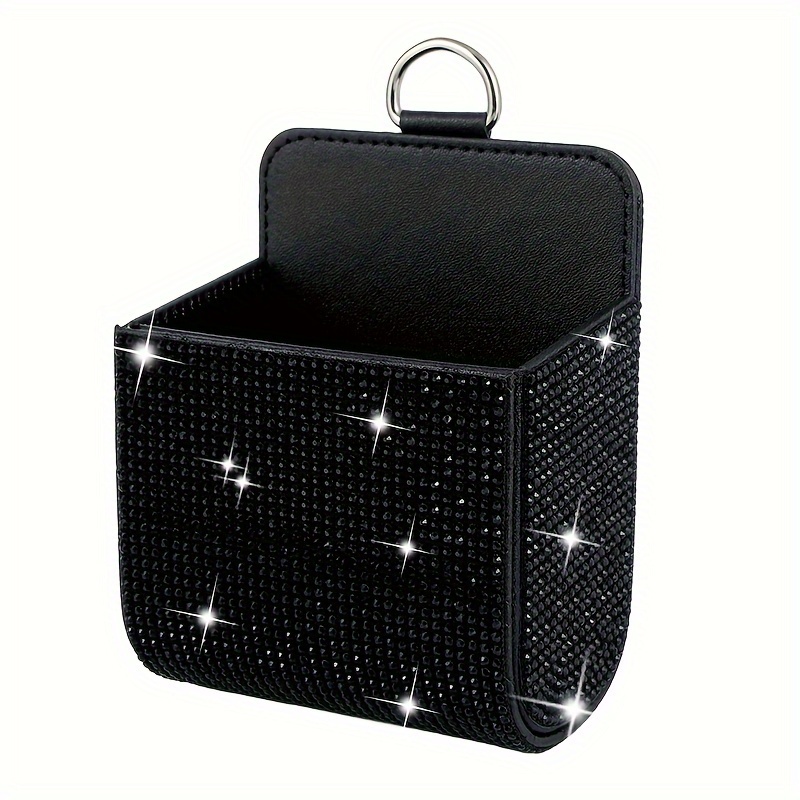 1pc Sparkling Rhinestone Car Storage Box With Shiny Lid & Drawer - Glitter Organizer For Dashboard, Console, Or Door - Fit For Phones, Licenses, Keys, - Vehicle Interior Accessory (suitable For Most)