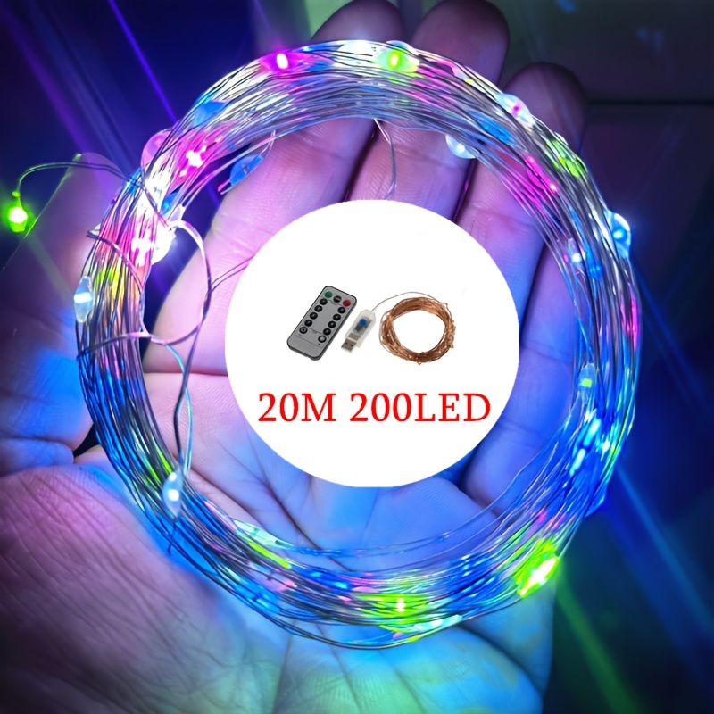 Guirlande lumineuse 20 m 200 LED Multicolore et 8 jeux de lumière