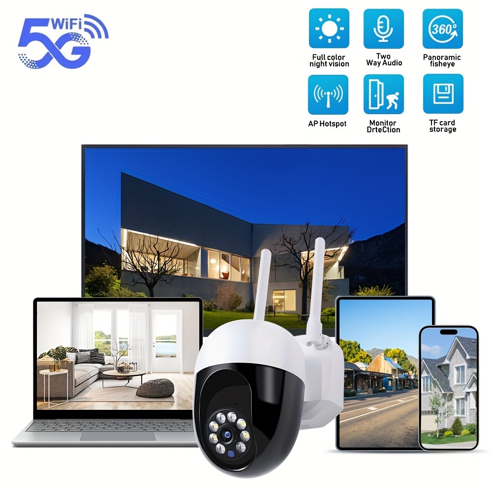 1pc Cámara Seguridad Exterior 1080p 5g Wifi Banda Dual 1 5 - Temu