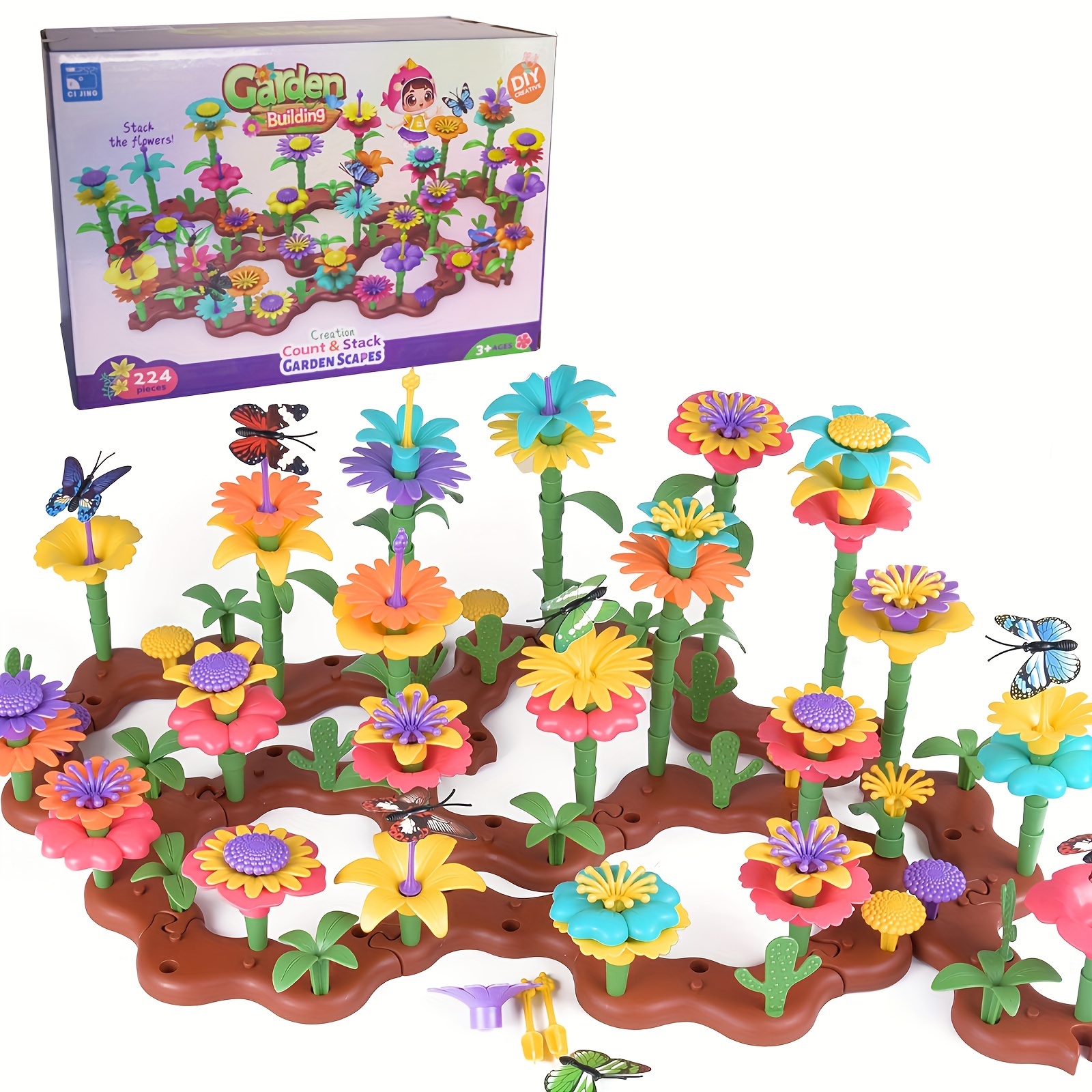 TEMI Juguetes para niños pequeños, regalos de cumpleaños para niñas de 3,  4, 5, 6, 7 años, 91 piezas de juguete de construcción de jardín de flores