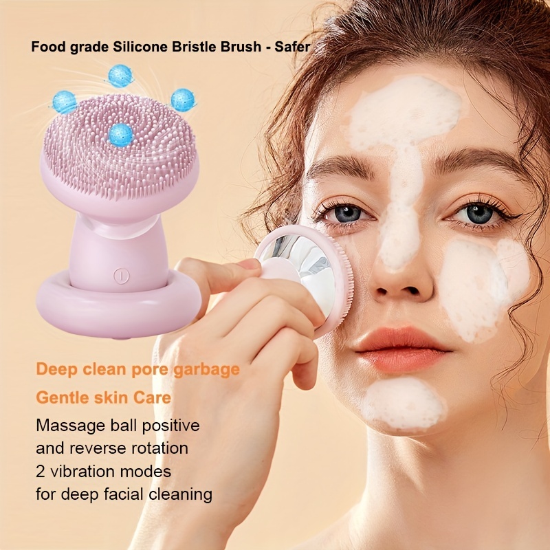 Cepillo de limpieza facial sónico, suave silicona impermeable, limpiador  facial de carbón de bambú, carga inalámbrica, masajeador de tamaño de viaje