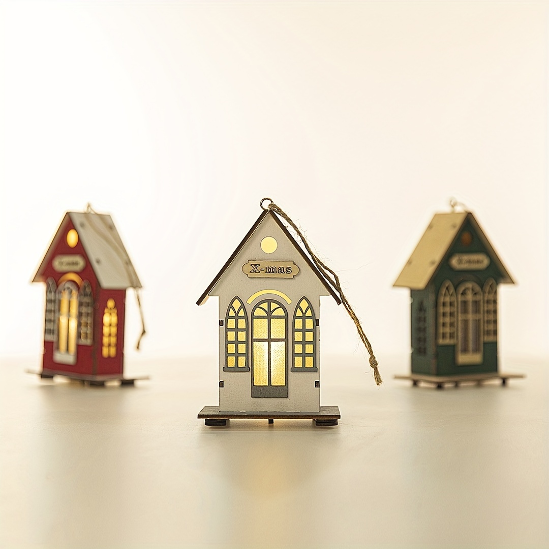 Christmas Wooden Luminous Small Wooden House Decor Small - Temu