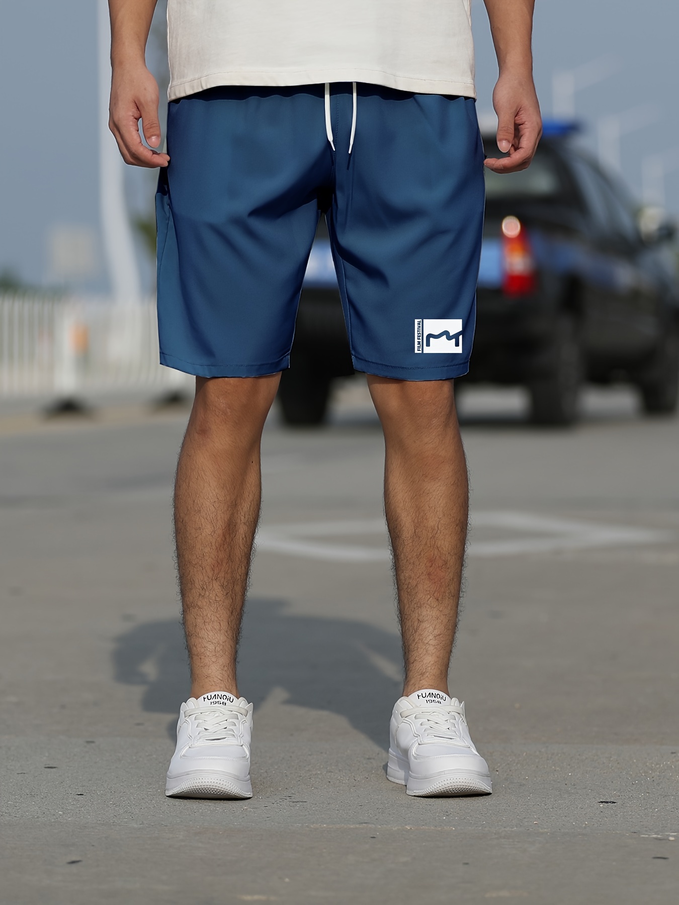 Men's Slim Fit Shorts Pockets Summer Outdoor Casual Letter - Temu