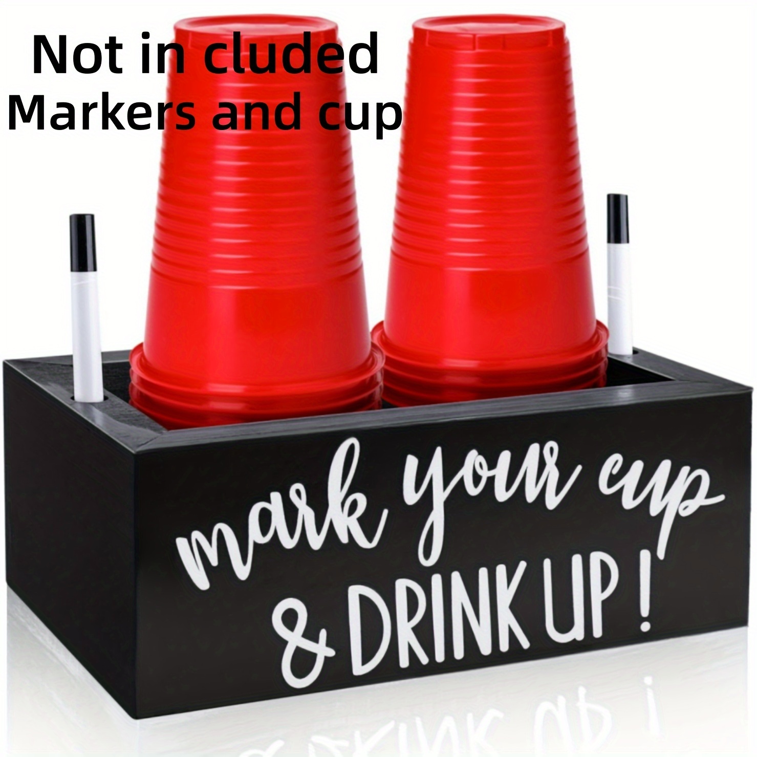Double Cup Holder Party Cup Dispenser Wooden Cup Organizer Mark Your Cup And Drink Up Caddy Farmhouse Bar Counter Decor