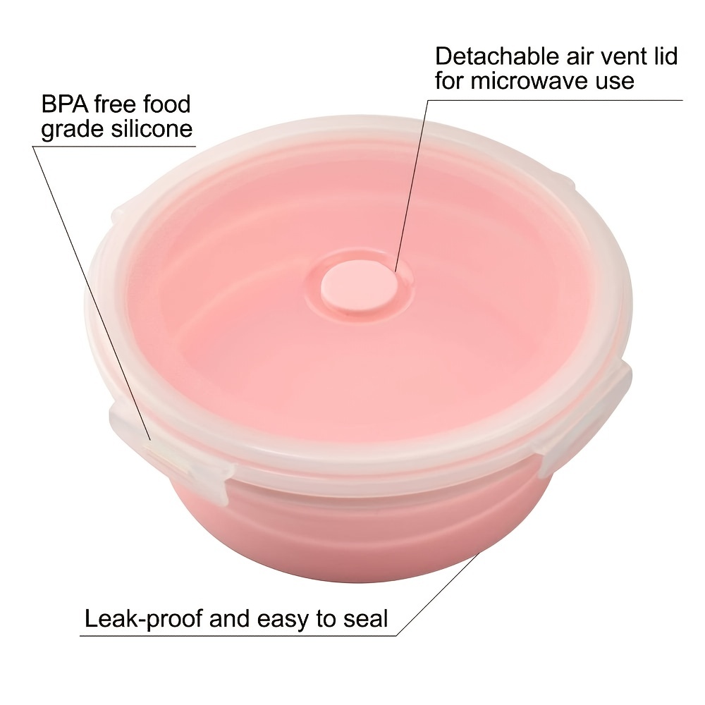 Round Collapsible Silicone Lunch Box Silicone Collapsible - Temu