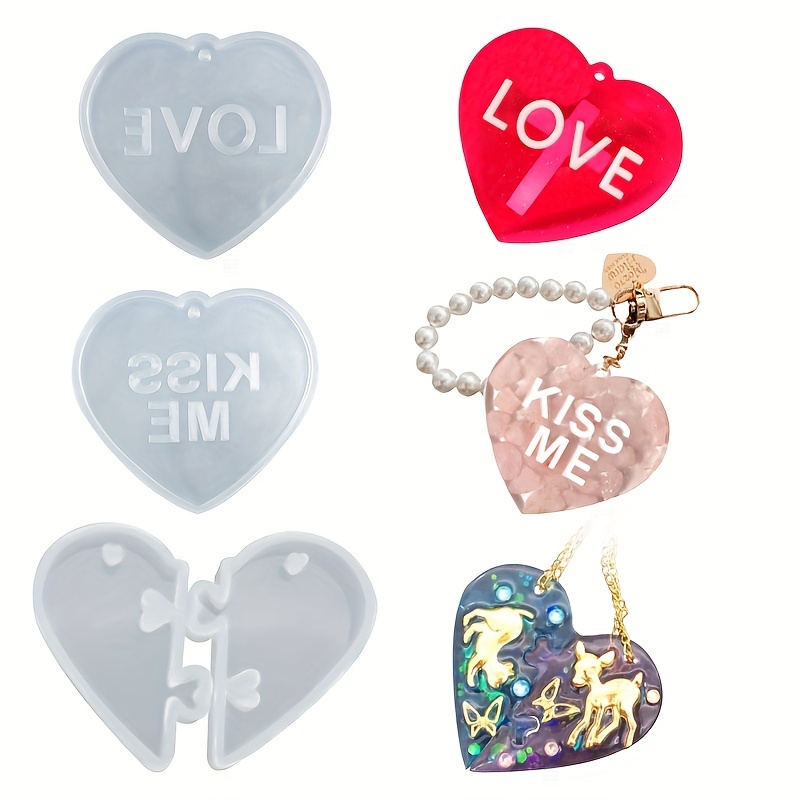 Puzzle Heart Resin Molds Couples Heart Shape Keychains - Temu