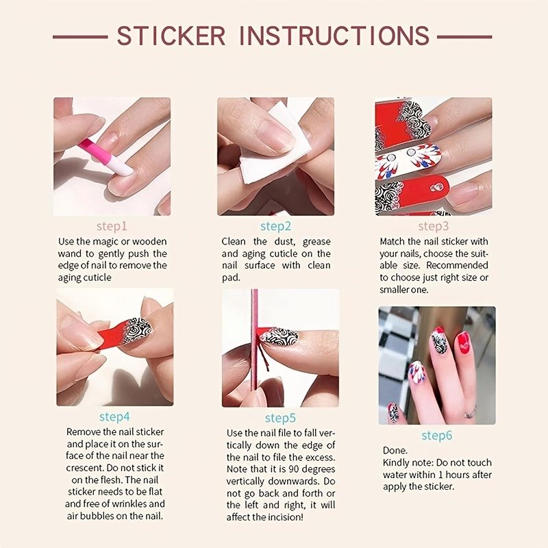 Nail Stickers Decals For Women Full Cover Nail Wraps Nail Strips With Nail  File For Home Diy Salon | Check Out Today's Deals Now | Temu