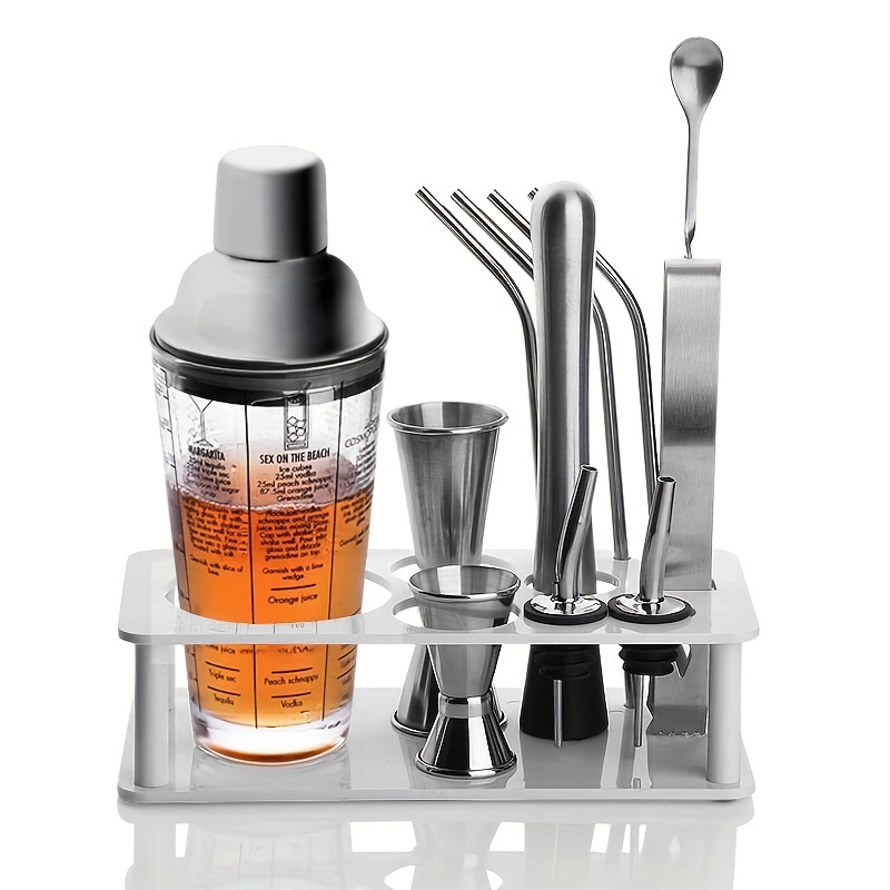 Bartender Kit Stand Glass Cocktail Shaker Set Mixed Drink - Temu
