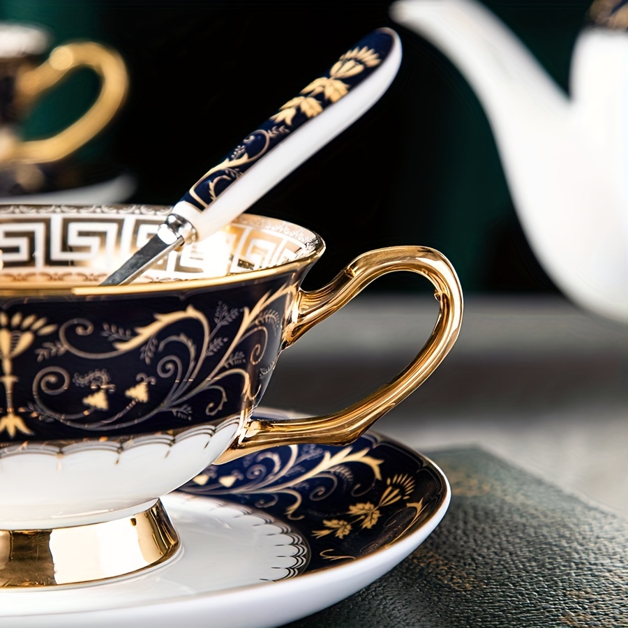 Ceramic Coffee Cup Saucer Set, Luxury Coffee Cups Set