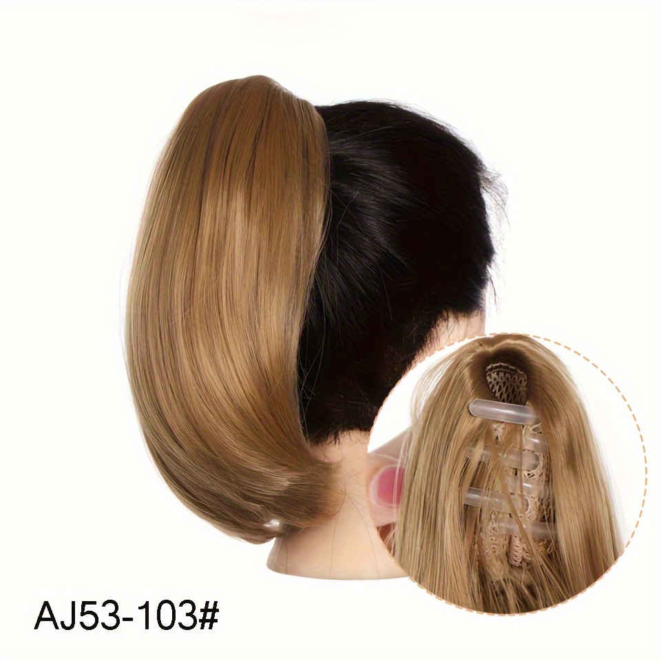 Synthetic Short Straight Ponytail Small Claw Clip In Hair Temu