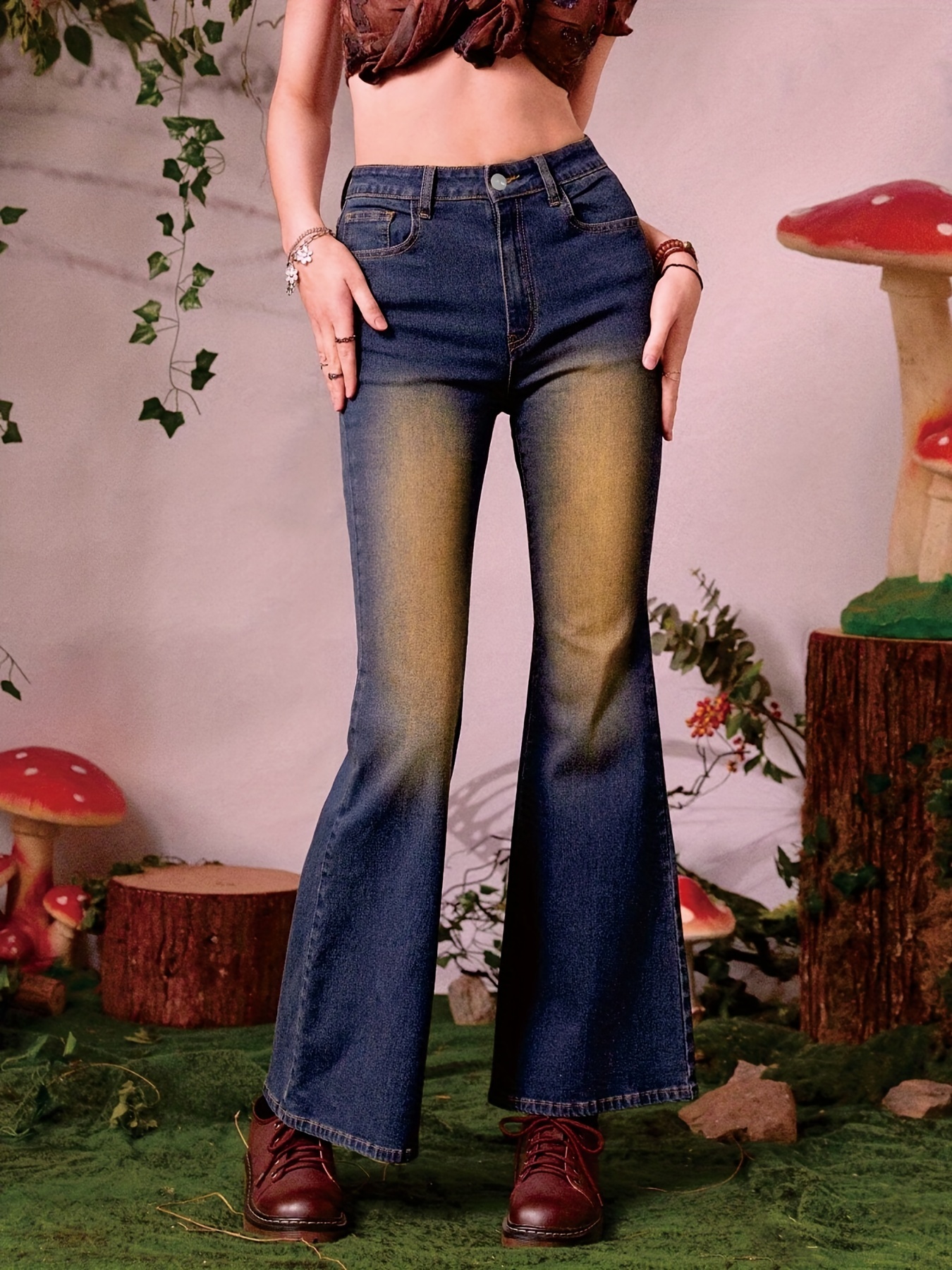 High Rise Vintage Flare Jeans - Temu