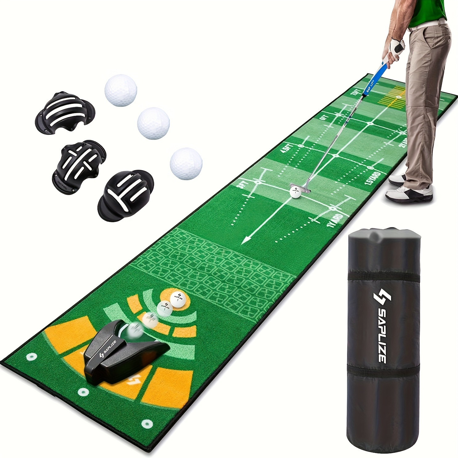 saplize golf putting mat 20in x 10ft golf putting green mat with non slip backing golf practice mat for indoor outdoor golf training aid details 0