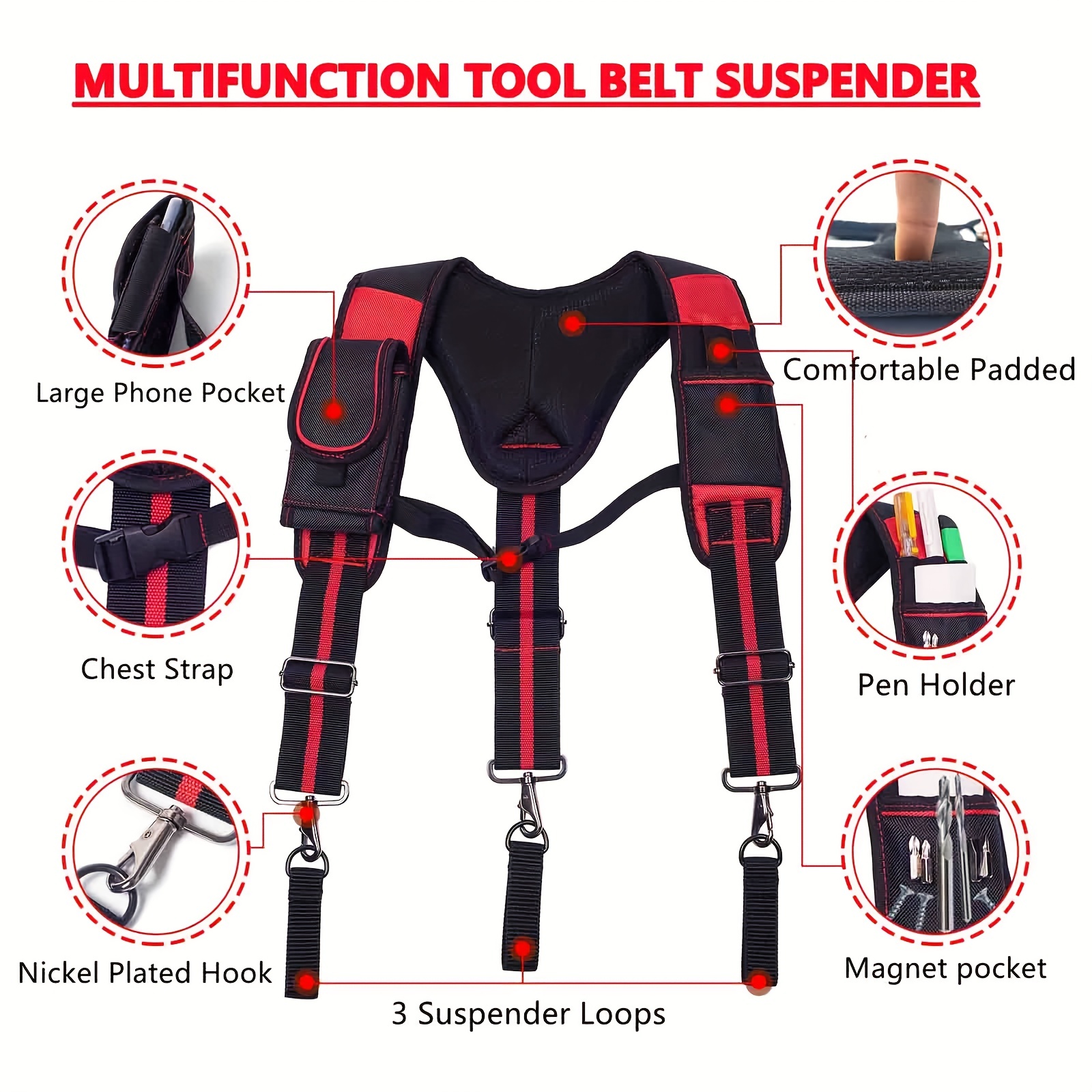 Bretelles magnétiques pour ceinture à outils avec grand téléphone mobile  amovible pour charpentier, choix idéal pour les cadeaux - Temu Belgium