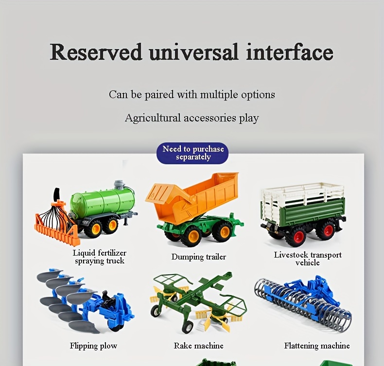 Universal - Émulation 1: 32 Modèle en alliage de tracteur agricole, jouet  de chariot d'ingénierie coulissant moulé sous pression, cadeau délicat pour  les enfants