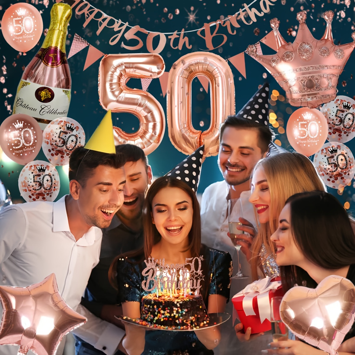 50 cumpleaños globos / 50 cumpleaños decoración / hola 50 / 50 globos  fiesta de cumpleaños de oro rosa globo de confeti rosa 50 y fabuloso -   México