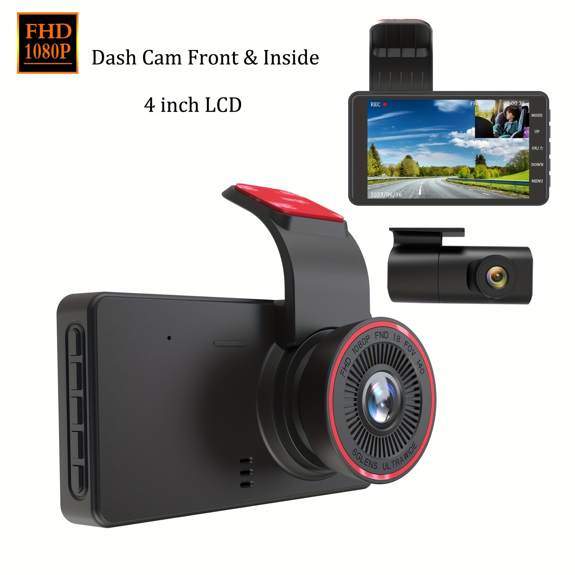  Dual Dash Cam 1080P, Dash Cam Front and Inside, Dash Camera for  Cars with 32GB SD Card, Infrared Night Vision, 1.5 inch IPS Screen, Loop  Recording, Accident Lock, WDR, Parking Monitor