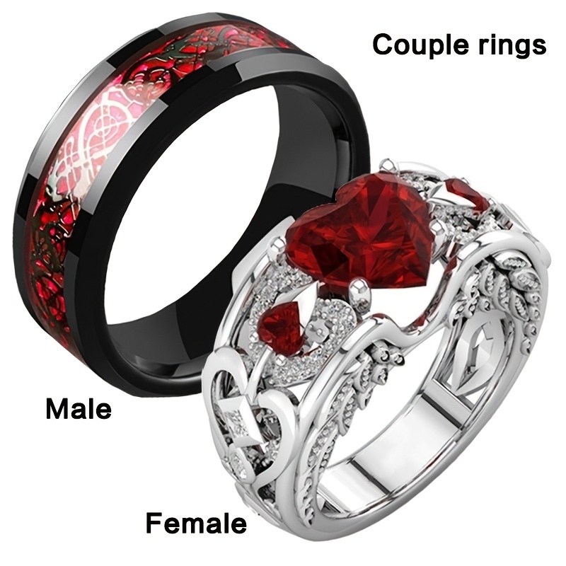 Heart Shaped Couple Ring For Engagement