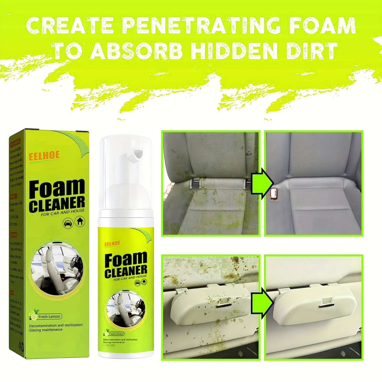 Car Magic Foam Cleaner, Foam Cleaner All Purpose, Foam Cleaner for Car and  House Lemon Flavor, Powerful Stain Removal Kit Foam Cleaner for Car