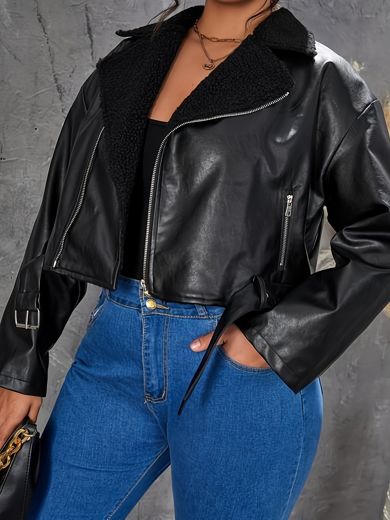 Casaco couro feminino plus size cheap