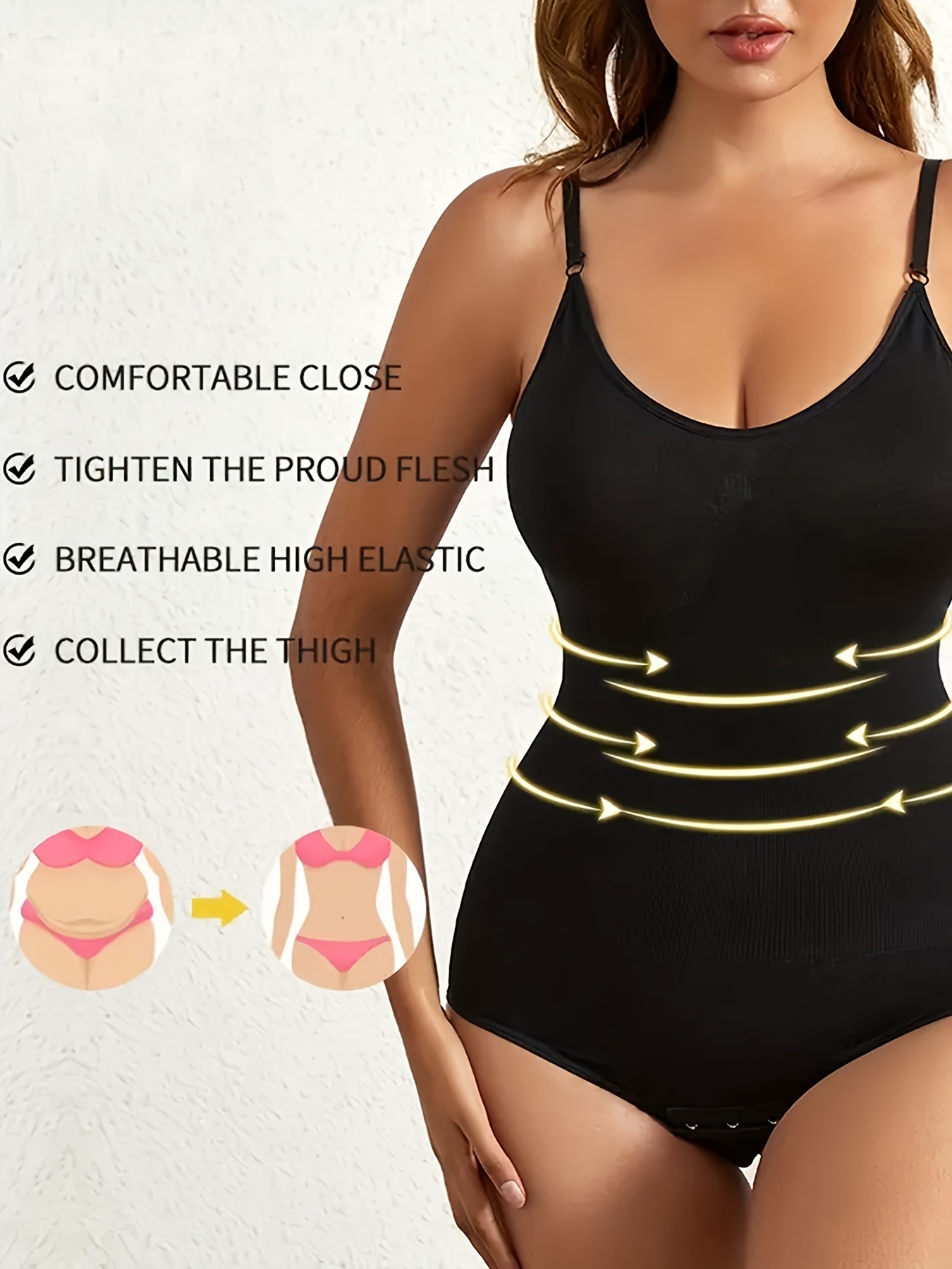 Solid Shaping Bodysuit Comfy Seamless Tummy Control Butt - Temu