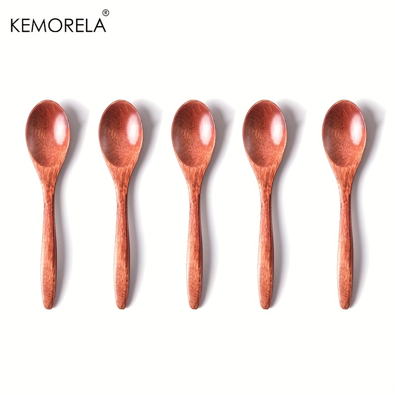 1 5pcs Soup Spoon Wooden Coffee Spoon Simple Milk Spoon - Temu