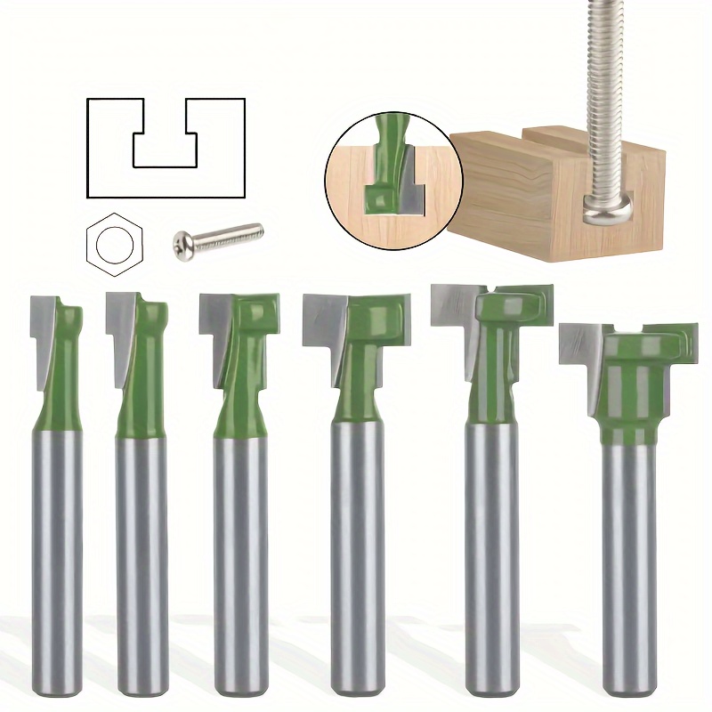 

6pcs Set, 1/4" - Chromium- Alloy Steel, Double- T- & Milling For Woodworking And