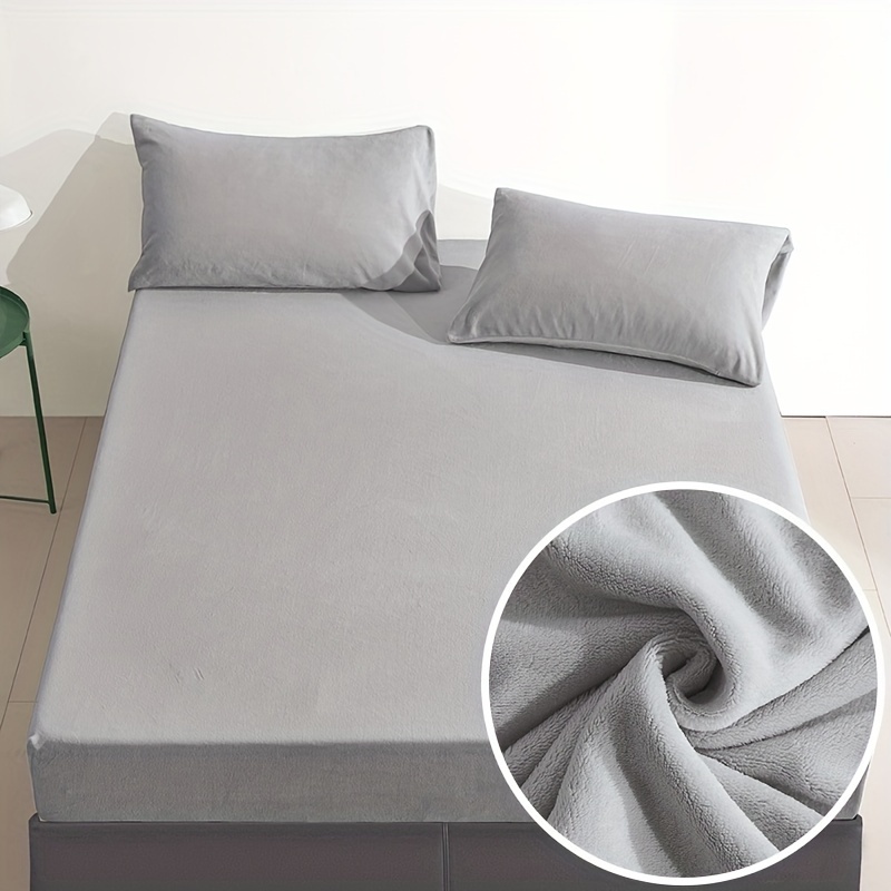 Fitted Sheet Solid Color Milk Fleece Bedding Sheet For - Temu
