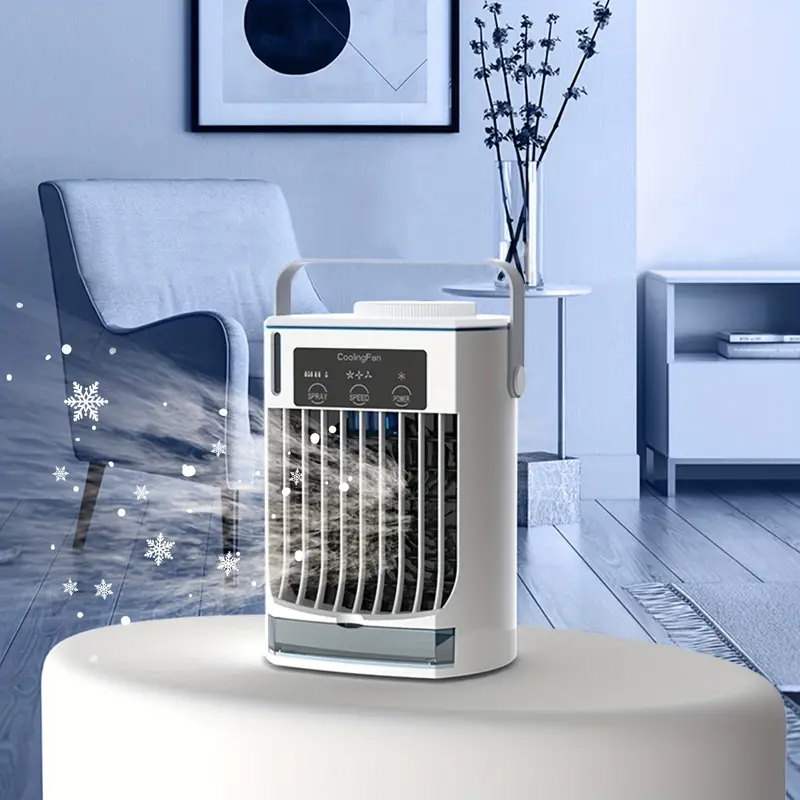 1pc portable air conditioner 4 in 1 cooling fan small mini air conditioner unit for home bedroom room evaporative air cooler humidifier with 3 wind speeds spray details 1