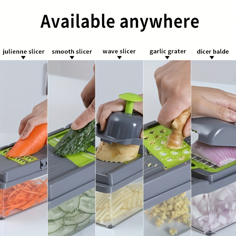 Multifunctional Vegetable Chopper | 12-in-1 Vegetables Cutter and Slicer,  Onion Dicer | Dishwasher-Safe Mandoline Slicer, Veggie Chopper with