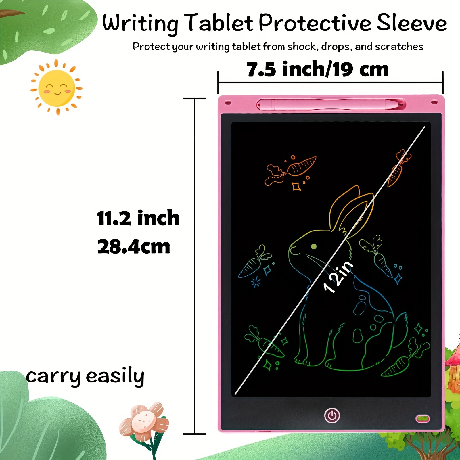 12-palcová elektronická doska na kreslenie, písací tablet pre deti, doska na čmáranice s farebnou obrazovkou, vymazateľný a opakovane použiteľný digitálny tablet na kreslenie, vzdelávacie hračky pre dievčatá a chlapcov