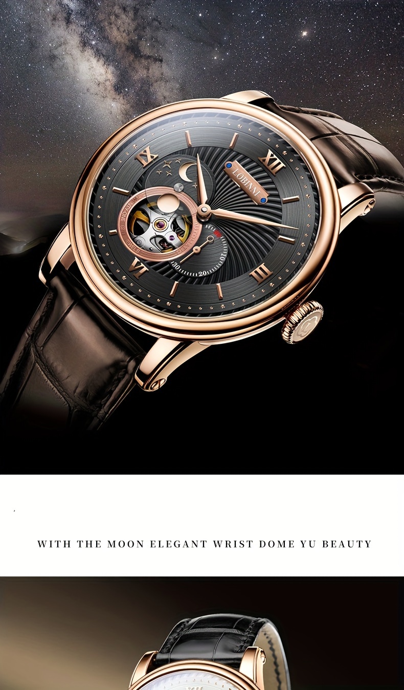 Lobinni Orologio Meccanico Automatico Uomo Tourbillon Volante