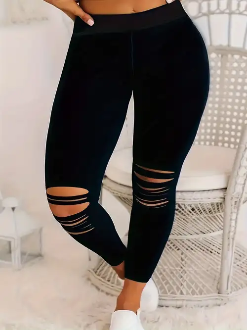 Solid Color V Cross Waist Sports Leggings With Pockets For Women, Tummy  Control Soft Workout Running High Waisted Non See Through Yoga Pants,  Women's