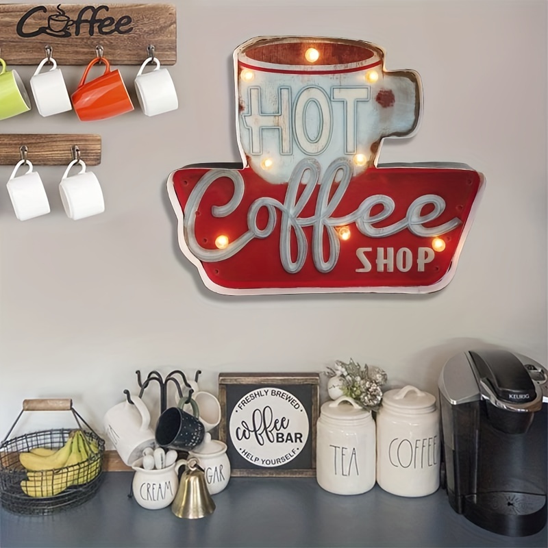 1pc Coffee Sign, Neon Sign, Vintage Handmade Marquee Coffee Wall offers Decorations Lig