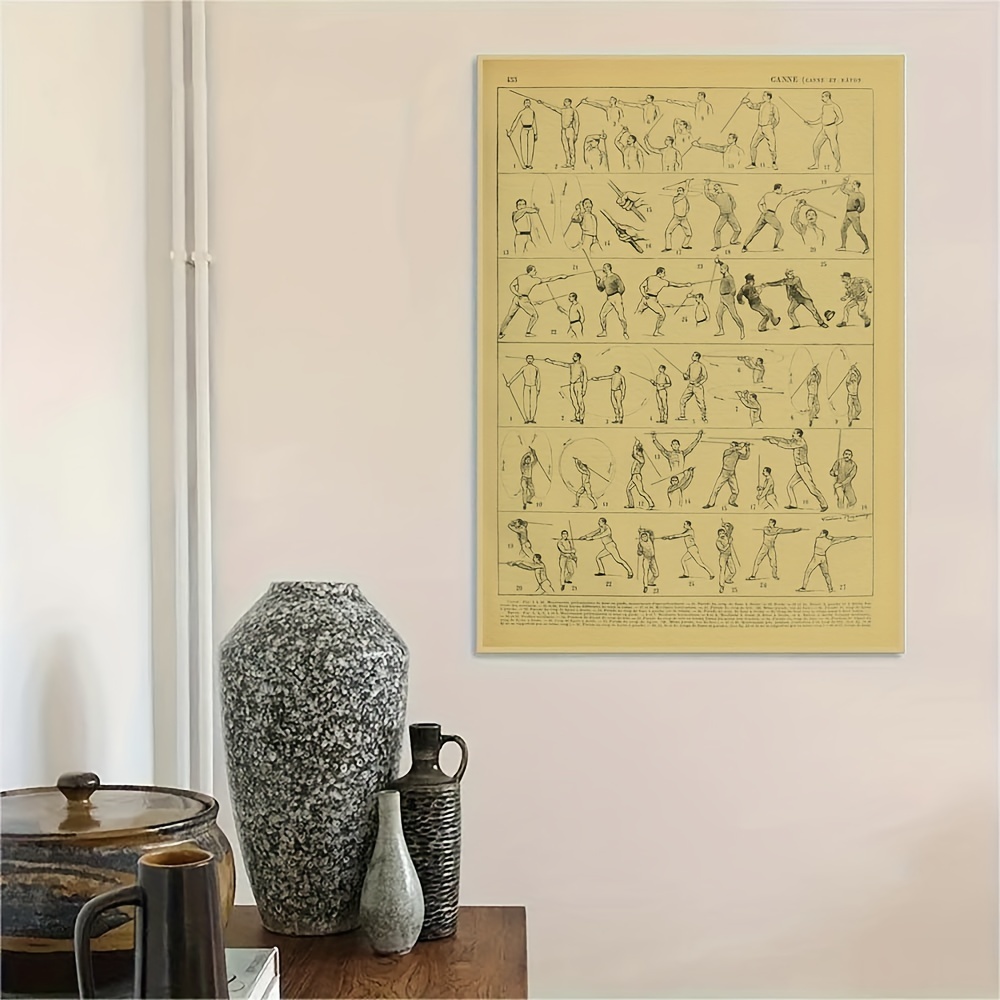 Kraft Paper Print Vintage Style Poster Singlestick Fencing - Temu