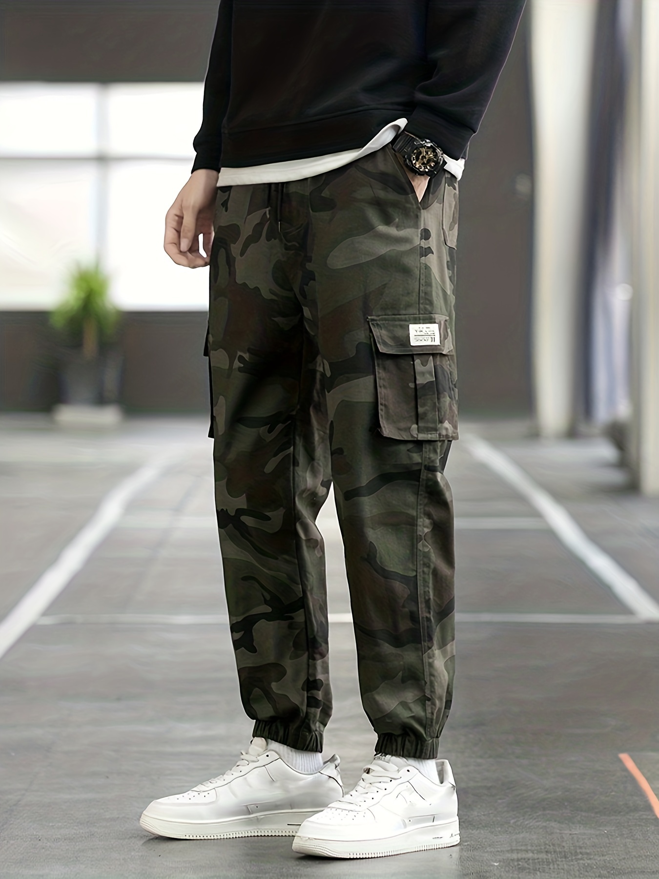 Men Plus Size Cargo Pants Camouflage Baggy Loose Hip Hop Pocket Casual  Trousers